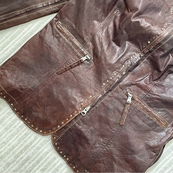Vintage Scully Brown Leather Motorcycle Jacket with Studded Accents - Picture 6 of 12